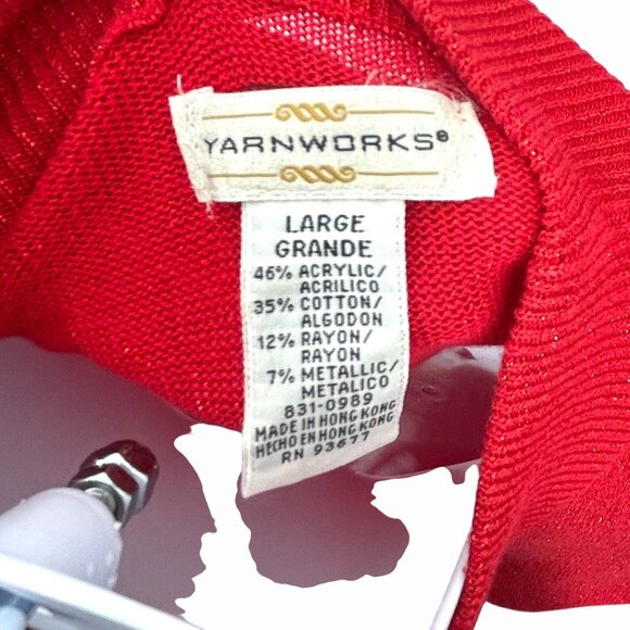 VINTAGE YARNWORKS RED METALLIC THREAD SPARKLE MOCK NECK SWEATER - L - Picture 4 of 4